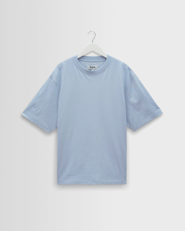 wax london men's Milton - Light Blue Organic Compact Cotton T-Shirt