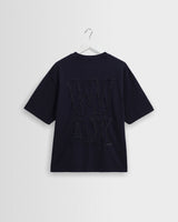 wax london men's Milton - Navy Varsity Applique Graphic T-Shirt