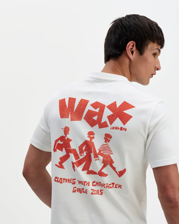 wax london men's Milton - Off White Character Graphic T-Shirt
