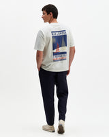 wax london men's Milton - Off White Embroidered Sailing Graphic T-Shirt