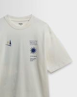 wax london men's Milton - Off White Embroidered Sailing Graphic T-Shirt