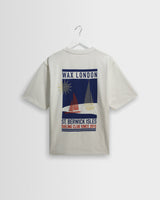 wax london men's Milton - Off White Embroidered Sailing Graphic T-Shirt
