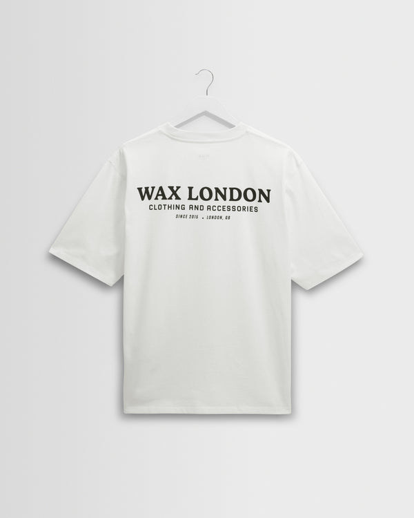 wax london men's Milton - Off White Stacked Text Graphic Organic Cotton T-Shirt