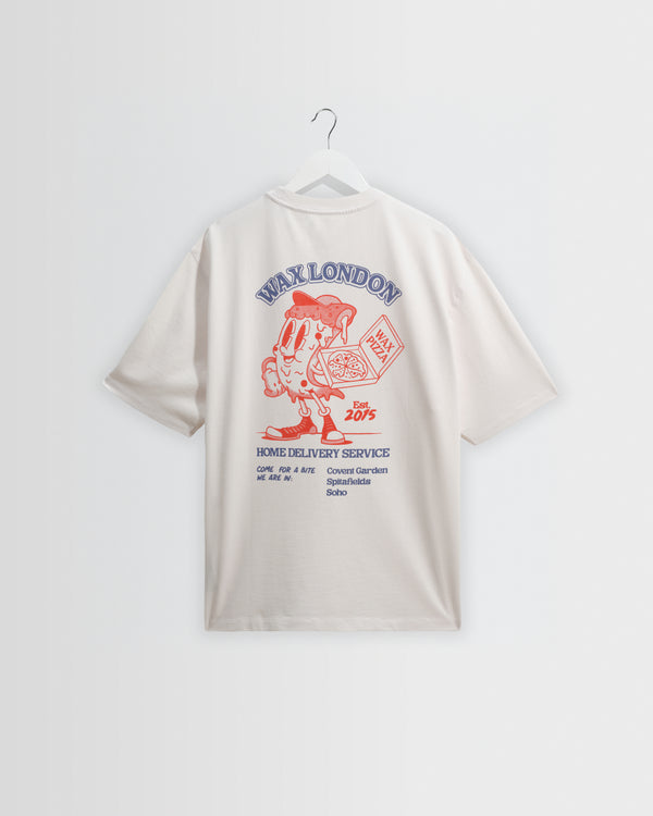 wax london men's Milton - White Pizza Delivery Graphic T-Shirt