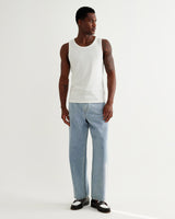 wax london men's Montague - White Ribbed Organic Cotton Vest