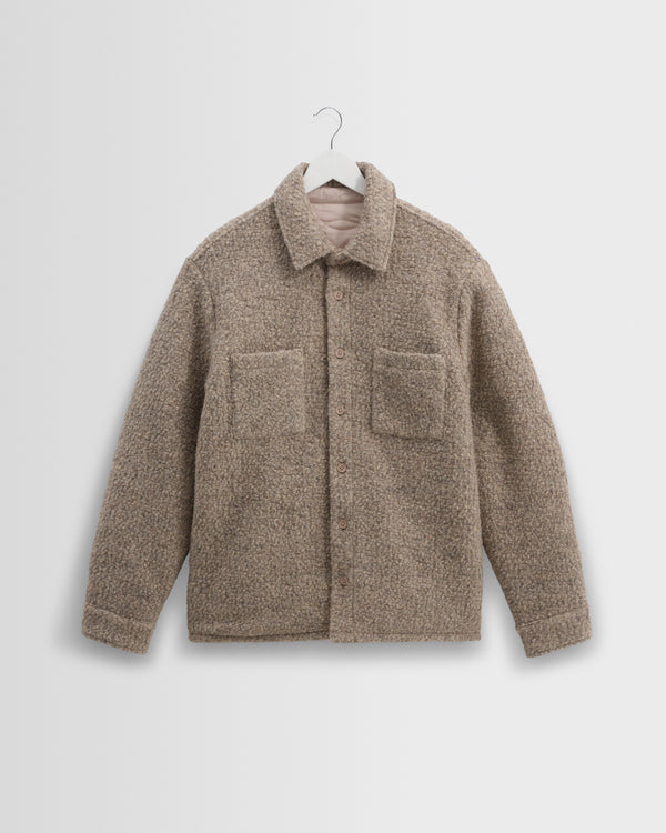 wax london men's Mount - Natural Reversible Boucle Wool Overshirt