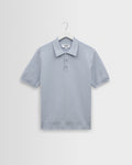 Naples - Pale Blue Retro Diamond Knitted Polo