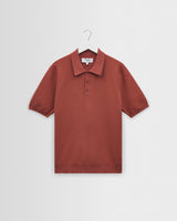 wax london men's Naples - Rust Retro Diamond Knitted Polo
