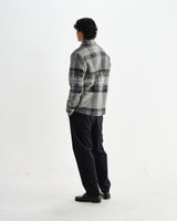 wax london men's Nolan - Grey And Blue Check Wool Overshirt