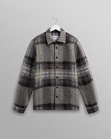 wax london men's Nolan - Grey And Blue Check Wool Overshirt