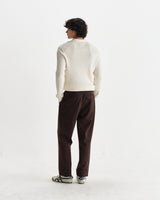 wax london men's Oban - Ecru Diamond Stripe Knitted Polo
