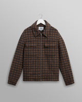 wax london men's Osier - Navy And Brown Drawn Check Jacket