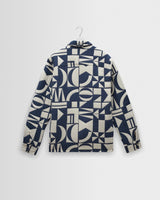 wax london men's Otto - Blue And Ecru Quilted Jacquard Overshirt