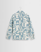 wax london men's Otto - Light Blue And Ecru Quilted Jacquard Overshirt