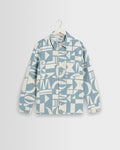 Otto - Light Blue And Ecru Quilted Jacquard Overshirt