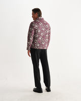 wax london men's Park - Burgundy And Ecru Floral Jacquard Jacket