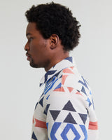 wax london men's Park - Ecru And Multicolour Aztec Jacquard Jacket