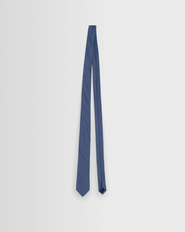 wax london men's Pavillion - Mid Blue Linen Tie