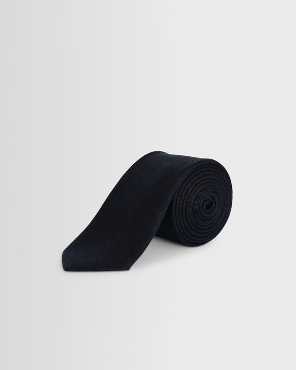 wax london men's Pavillion - Navy Linen Tie