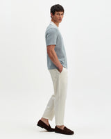 wax london men's Pendal - Blue And Ecru Ribbed Organic Cotton Polo Shirt