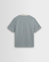 wax london men's Pendal - Blue And Ecru Ribbed Organic Cotton Polo Shirt