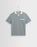 Pendal - Blue And Ecru Ribbed Organic Cotton Polo Shirt