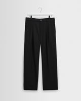 wax london men's Piper - Black Wool Blend Twill Trouser