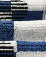 wax london men's Porto - Ecru And Blue Square Crochet Knitted Shirt
