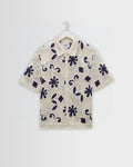 Porto - Ecru And Navy Doodle Crochet Knitted Shirt