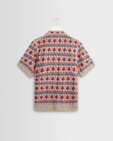 wax london men's Porto - Multicolour Splash Crochet Shirt
