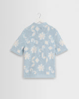 wax london men's Porto - Pale Blue Doodle Crochet Knitted Shirt