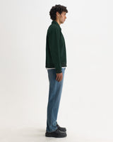 wax london men's Reeve - Washed Green Loopback Organic Cotton Collared Sweatshirt