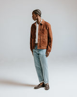 wax london men's Robin - Brown Suede Chore Jacket