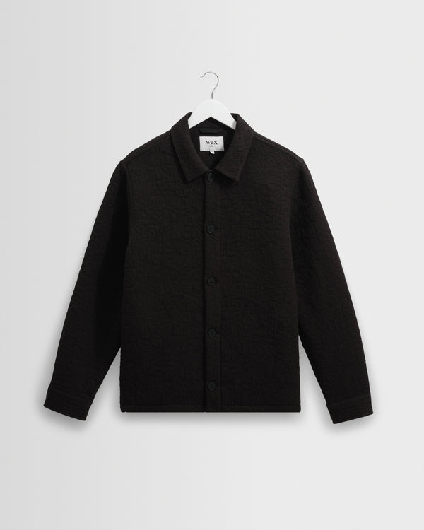 wax london men's Rockley - Black Floral Quilted Cotton Overshirt