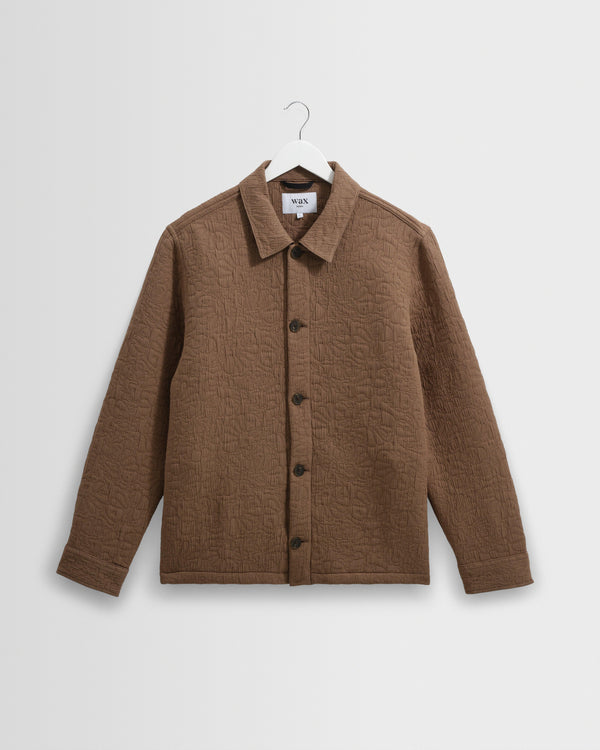 wax london men's Rockley - Brown Floral Quilted Cotton Overshirt