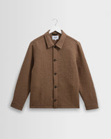 wax london men's Rockley - Brown Floral Quilted Cotton Overshirt