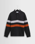 Rowhill - Navy Stripe Panelled Loopback Rugby Shirt