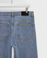 wax london men's Russell - Blue Wash Selvedge Straight Fit Denim Jeans