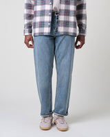 wax london men's Russell - Blue Wash Selvedge Straight Fit Denim Jeans