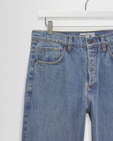 wax london men's Russell - Blue Wash Selvedge Straight Fit Denim Jeans