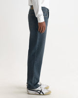 wax london men's Russell - Mid Blue Faded Vintage Straight Fit Denim Jeans