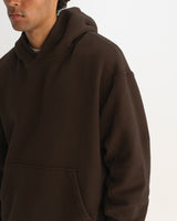wax london men's Rydal - Dark Brown Brushed Loopback Cotton Hoodie