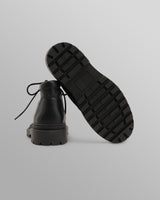 wax london men's S.T. Valentin - Black Grain Leather Chunky Deck Boot