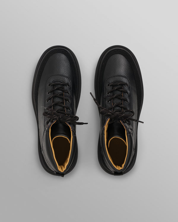 wax london men's S.T. Valentin - Black Grain Leather Outset Boot
