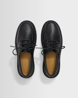 wax london men's S.T. Valentin - Black Italian Leather Chunky Sole Boat Shoes