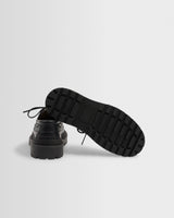 wax london men's S.T. Valentin - Black Italian Leather Chunky Sole Boat Shoes
