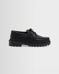 S.T. Valentin - Black Italian Leather Chunky Sole Boat Shoes