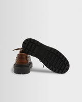 wax london men's S.T. Valentin - Brown Italian Leather Chunky Sole Boat Shoes