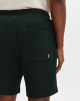 wax london men's Sam - Bottle Green Textured Waffle Shorts
