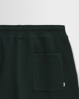 wax london men's Sam - Bottle Green Textured Waffle Shorts